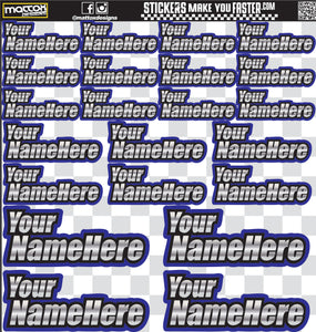 Racer Name METALLIC Sticker Sheets