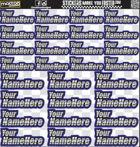 Racer Name METALLIC Sticker Sheets