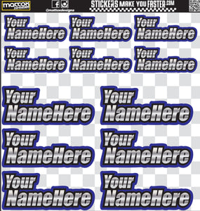 Racer Name METALLIC Sticker Sheets